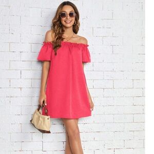 NWOT SHEIN Ruffled Off The Shoulder Mini Dress